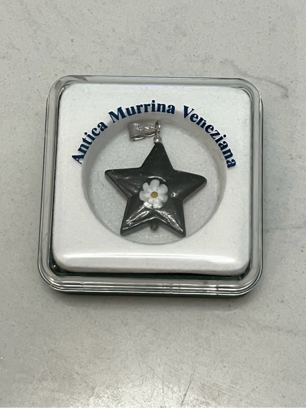 925 Sterling Pendant Murano Art Glass Daisy Star Antica Murrina Veneziana Luxury